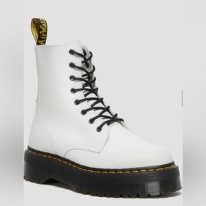Doc Dr Martens Jadon White Leather Platform Lace Up Combat Boots Womens 8/Mens 7